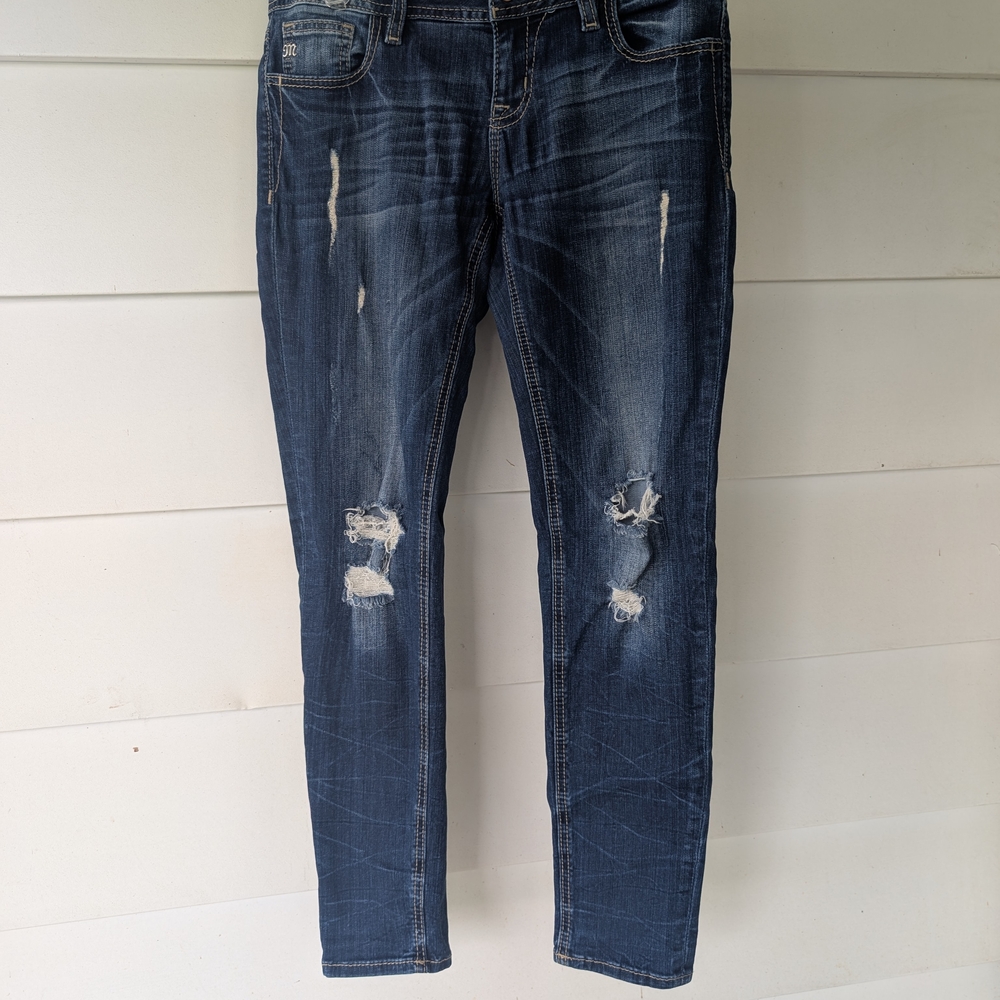 Miss Me Dark Blue Distressed Skinny Jeans Size 27